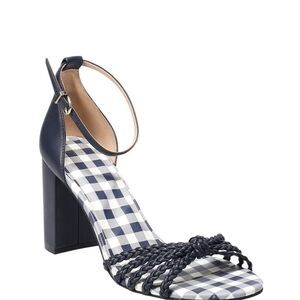Draper James Elisa Blue Gingham Block Heel Sandals |10